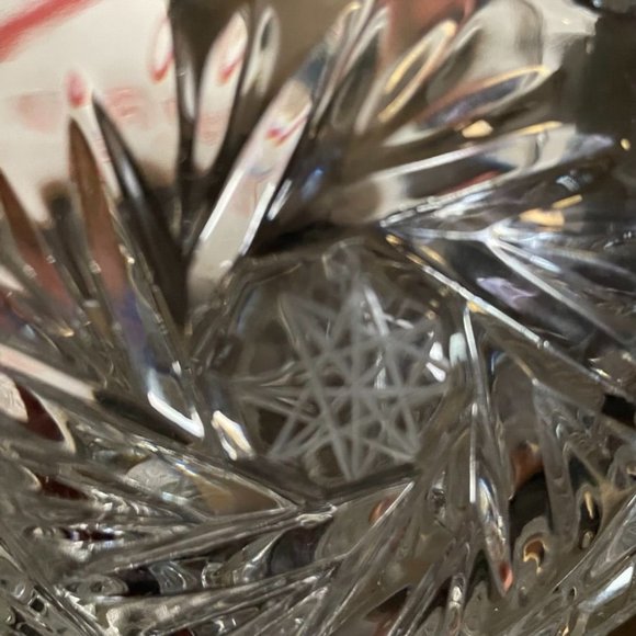 Lausitzer Pinwheel Star Pattern Crystal Bowl Dish Clear u - Picture 4 of 4